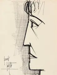 Profilbildnis by Bernard Buffet, 1958, Pen and India ink drawing, sold Jun 2014
