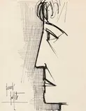 Bernard Buffet, Profilbildnis, 1958, Pen and India ink drawing