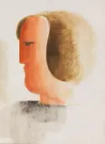 Oskar Schlemmer, Kopf nach links, 1928, Oil on canvas
