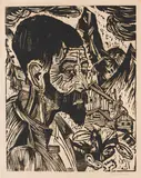 Sennkopf (Martin Schmied) by Ernst Ludwig Kirchner, 1917, Woodcut, sold Jun 2014