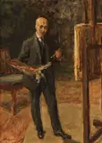 Max Liebermann, Selbstbildnis im Anzug vor der Staffelei, Ganzfigur, 1923, Oil