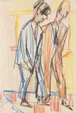 Zwei Männer (Selbstbildnis (?) mit Dr. Bauer) by Ernst Ludwig Kirchner, Um 1923, Chalk drawing, sold Jun 2014