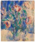 Rote Blumen in einer Vase by Christian Rohlfs, 1924, Water-tempera, sold Jun 2014
