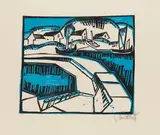 Dünen und Mole by Karl Schmidt-Rottluff, 1917, Woodcut in colors, sold Jun 2014