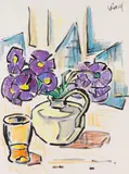Blumenstillleben by Karl Schmidt-Rottluff, Wohl 1960, Brush and India ink, sold Jun 2014