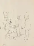 George Grosz, Männer im Raum. Illustration "100% Roman eines Patrioten" von Upton Sinclair