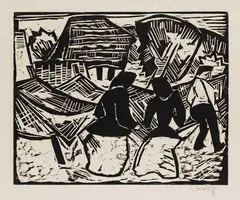 Bei den Netzen by Karl Schmidt-Rottluff, 1914, Woodcut, sold Jun 2014