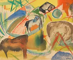 Willy Robert Huth, Komposition mit Pferden, Wohl 1920, Gouache