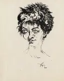 Ludwig Meidner, Mädchenkopf, 1916, Brush and India ink drawing