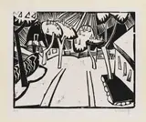 Dorfstraße mit blühenden Kastanien by Karl Schmidt-Rottluff, 1919, Woodcut, sold Jun 2014