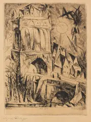 The Gate (Das Tor) by Lyonel Feininger, 1912, Etching, sold Jun 2014