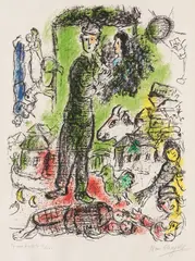 Der große Bauer by Marc Chagall, 1968, Lithograph in colors, sold Jun 2014