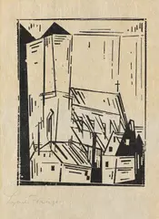 Sankt Nikolai by Lyonel Feininger, 1923, Woodcut, sold Jun 2014