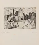 Lyonel Feininger, Sonnenaufgang (Kleinstadt), 1911, Etching