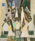 Eduard Bargheer, Prozession, 1957, Oil on canvas
