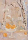 Oskar Moll, Obstschale mit Winterlandschaft