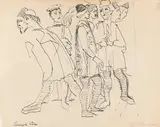 Skizze nach dem Fresko "Vermählung der Maria" von Lorenzo da Viterbo by Ernst Ludwig Kirchner, Um 1910/20, Pen and India ink drawing, sold Jun 2014