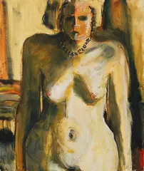 Friedrich Einhoff, Weiblicher Halbakt., Um 1932, Tempera
