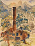 Paul Kleinschmidt, Landschaft mit Fabrik, 1928, Watercolor