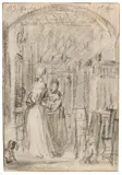 Frans van Mieris d. Ä., Zugeschrieben - Interieur mit zwei Damen, Ca. 1670, Chalk drawing