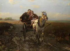 Alfred von Wierusz-Kowalski, Glückliche Kutschfahrt, Ca. 1890/1900, Oil on canvas