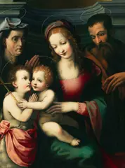 Il Sodoma, Schule - Heilige Familie mit Johannesknaben, Oil on panel