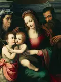 Il Sodoma, Schule - Heilige Familie mit Johannesknaben, Oil on panel