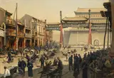 Erich Kips, Belebte Pekinger Straßenszene vor dem Quianmen Tor, Ca. 1900-1920, Oil on canvas
