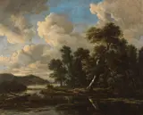 Jacob van Ruisdael, Umkreis - Weite Flusslandschaft mit Personenstaffage, Ca. 1660/70, Oil on canvas