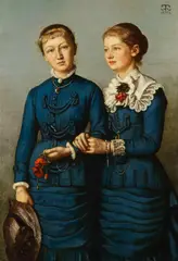 Hans Thoma, Bildnis der beiden Töchter der Familie Haag, 1883, Oil on paper