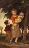 Ludwig von Zumbusch, Die drei Geschwister, 1925, Oil on paper