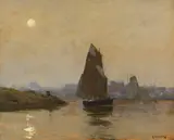 Neusser Hafen mit Blick nach Süden by Max Clarenbach, 1901/1903, Oil on cardboard, sold May 2014