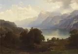 Carl Jungheim, Am Vierwaldstättersee mit Blick auf das Pilatusmassiv, Ca. 1860/70, Oil on canvas