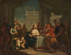 Jacopo Amigoni, Zugeschrieben - Christus und Maria Magdalena bei der Fußwaschung, Oil on canvas