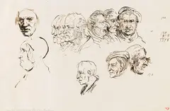 2 Bll.: Charakterköpfe und Karikaturen by Carl Friedrich von Rumohr, Pen and ink drawing, sold May 2014