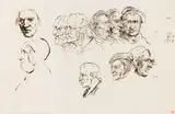 Carl Friedrich von Rumohr, 2 Bll.: Charakterköpfe und Karikaturen, Pen and ink drawing