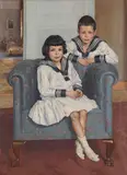 Die Geschwister by Friedrich Wilhelm Fischer-Derenburg, 1912, Oil on canvas, sold May 2014