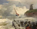 Andreas Achenbach, Stürmische Brandung an der Mole