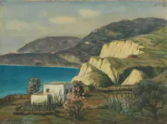 Eugen Spiro, Mediterrane Küstenlandschaft, Pastel
