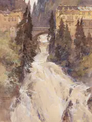 Der Wasserfall in Bad Gastein by Edward Harrison Compton, 1923, Gouache, sold May 2014