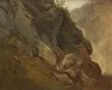 Friedrich Gauermann, Zugeschrieben - Naturstudie einer Felswand