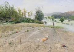 Christian Kröner, Am Schluss des Treibens, 1898, Gouache