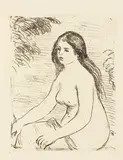 Femme nue assise by Pierre-Auguste Renoir, 1906, Soft-ground etching, sold May 2014