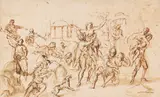 Bartholomäus Ignaz Weiss, Raub der Sabinerinnen, Ca. 1770-1790, Pen and India ink drawing