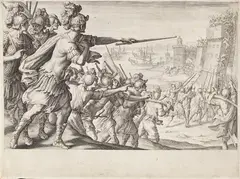 Jacques Callot, 2 Bll.: Die Einschiffung der Truppen. Die Einnahme der Stadt Bône in Algerien, Vor 1619, Engraving