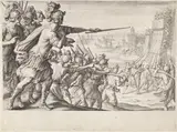 Jacques Callot, 2 Bll.: Die Einschiffung der Truppen. Die Einnahme der Stadt Bône in Algerien, Vor 1619, Engraving