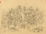 Albrecht Adam, Reiterschlacht, Ca. 1820, Pencil drawing