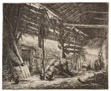 Adriaen van Ostade, Die Scheune, 1647, Etching