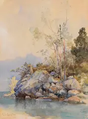 Eibsee by Edward Theodore Compton, 1881, Watercolor, sold May 2014