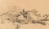 Edward Theodore Compton, Berghütten (Roßhag in den Zillertaler Alpen), Ca. 1880/90, Pencil drawing